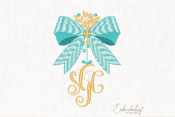 Bow Monogram Frame Embroidery Design
