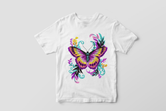 Butterfly and Flowers Embroidery Design