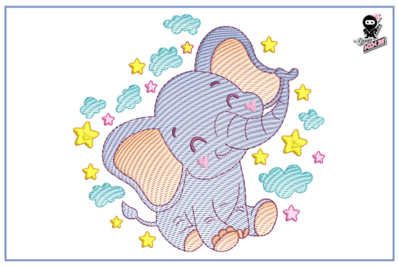 Cute Baby Elephant Embroidery for Handmade Gifts