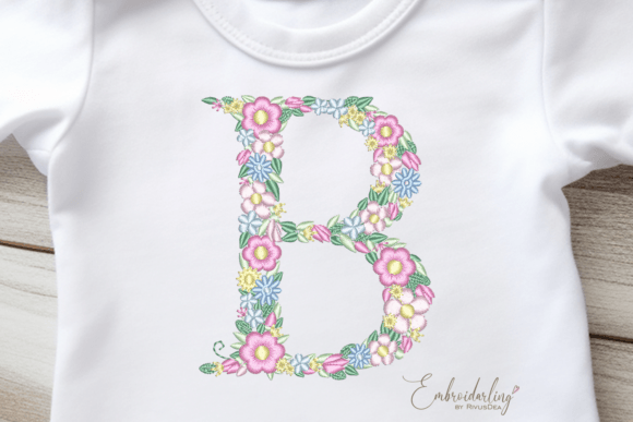 Floral Letter B Machine Embroidery