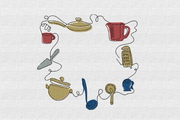 Kitchen Sketch Line Art Embroidery Review